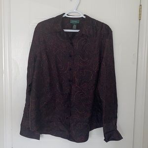 100% Silk Ralph Lauren Paisley Button Up